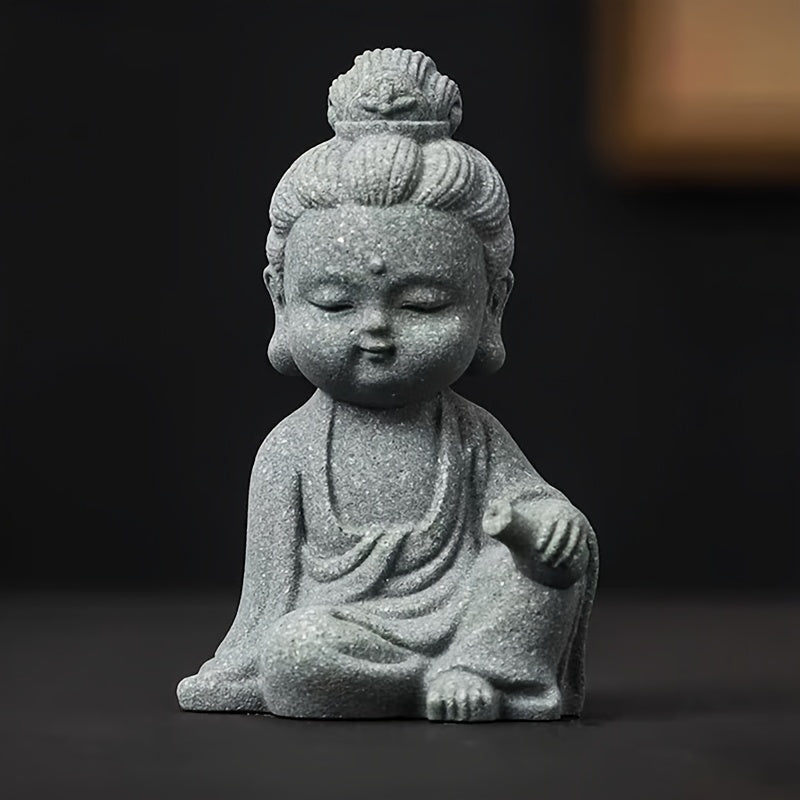 Aquatic Serenity: 1pc Buddha & Monk Figurine - ABS Resin, Fish Tank Decor for Peaceful Underwater Ambiance