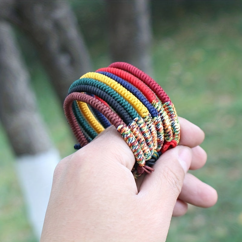 Unisex Nylon Handmade Tibetan Knot 1pc Rope Bracelet - Non-Magnetic Lucky Wristband for Daily Wear and Holiday Gift