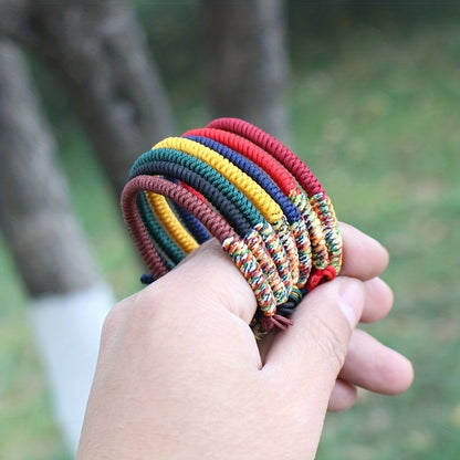 Unisex Nylon Handmade Tibetan Knot 1pc Rope Bracelet - Non-Magnetic Lucky Wristband for Daily Wear and Holiday Gift