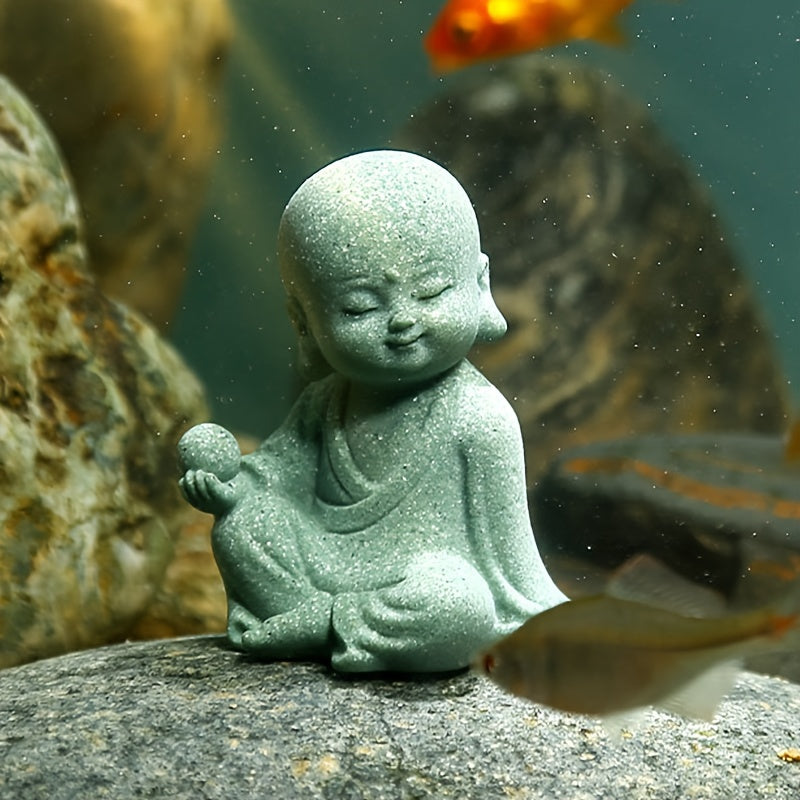 Aquatic Serenity: 1pc Buddha & Monk Figurine - ABS Resin, Fish Tank Decor for Peaceful Underwater Ambiance