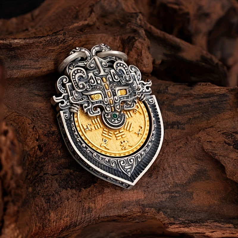 Vintage Tibetan Mountain Lucky Charm Keychain - Artistic Alloy Collectible for Prosperity, Peace & Good Fortune