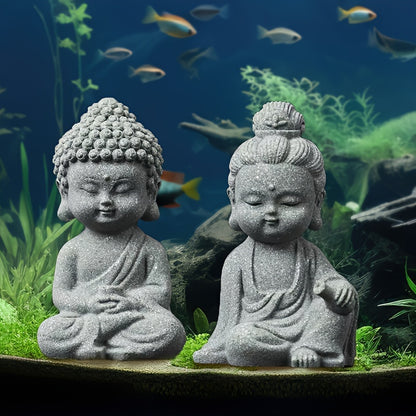 Aquatic Serenity: 1pc Buddha & Monk Figurine - ABS Resin, Fish Tank Decor for Peaceful Underwater Ambiance