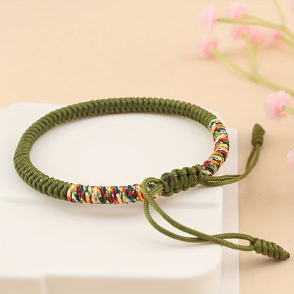 Unisex Nylon Handmade Tibetan Knot 1pc Rope Bracelet - Non-Magnetic Lucky Wristband for Daily Wear and Holiday Gift