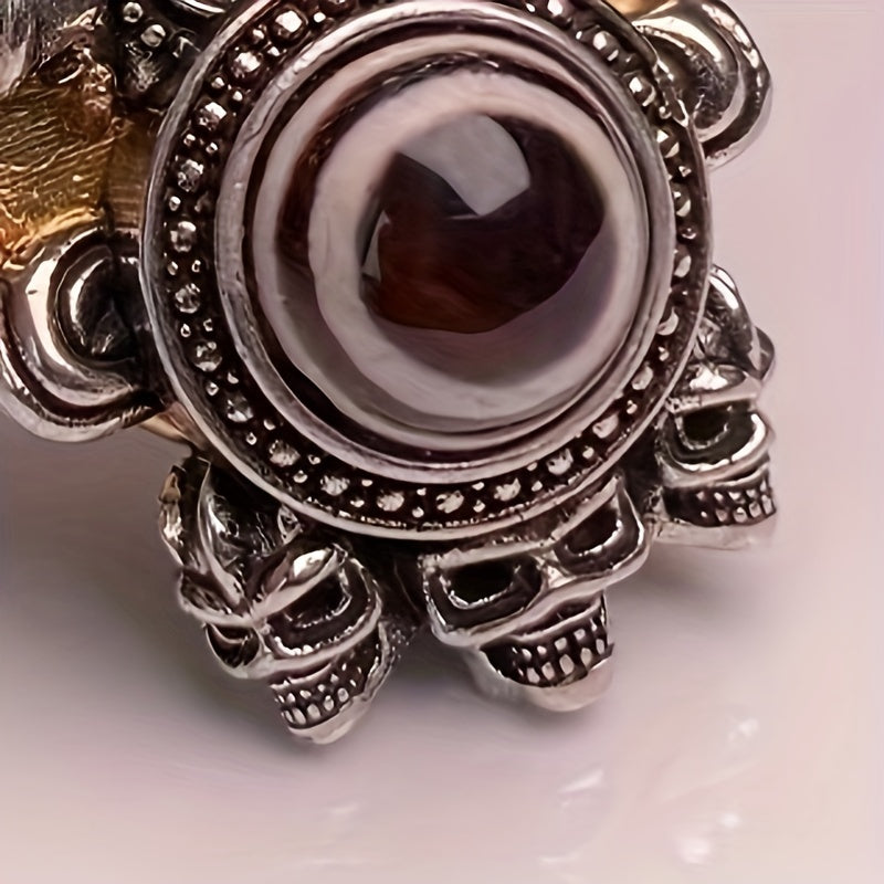 Vintage Tibetan Dzi Bead Pendant with Garuda Design, Auspicious Alloy Amulet Art Collectible