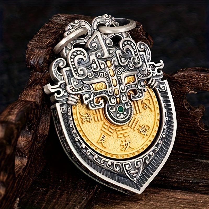 Vintage Tibetan Mountain Lucky Charm Keychain - Artistic Alloy Collectible for Prosperity, Peace & Good Fortune