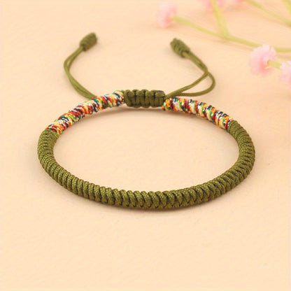 Unisex Nylon Handmade Tibetan Knot 1pc Rope Bracelet - Non-Magnetic Lucky Wristband for Daily Wear and Holiday Gift