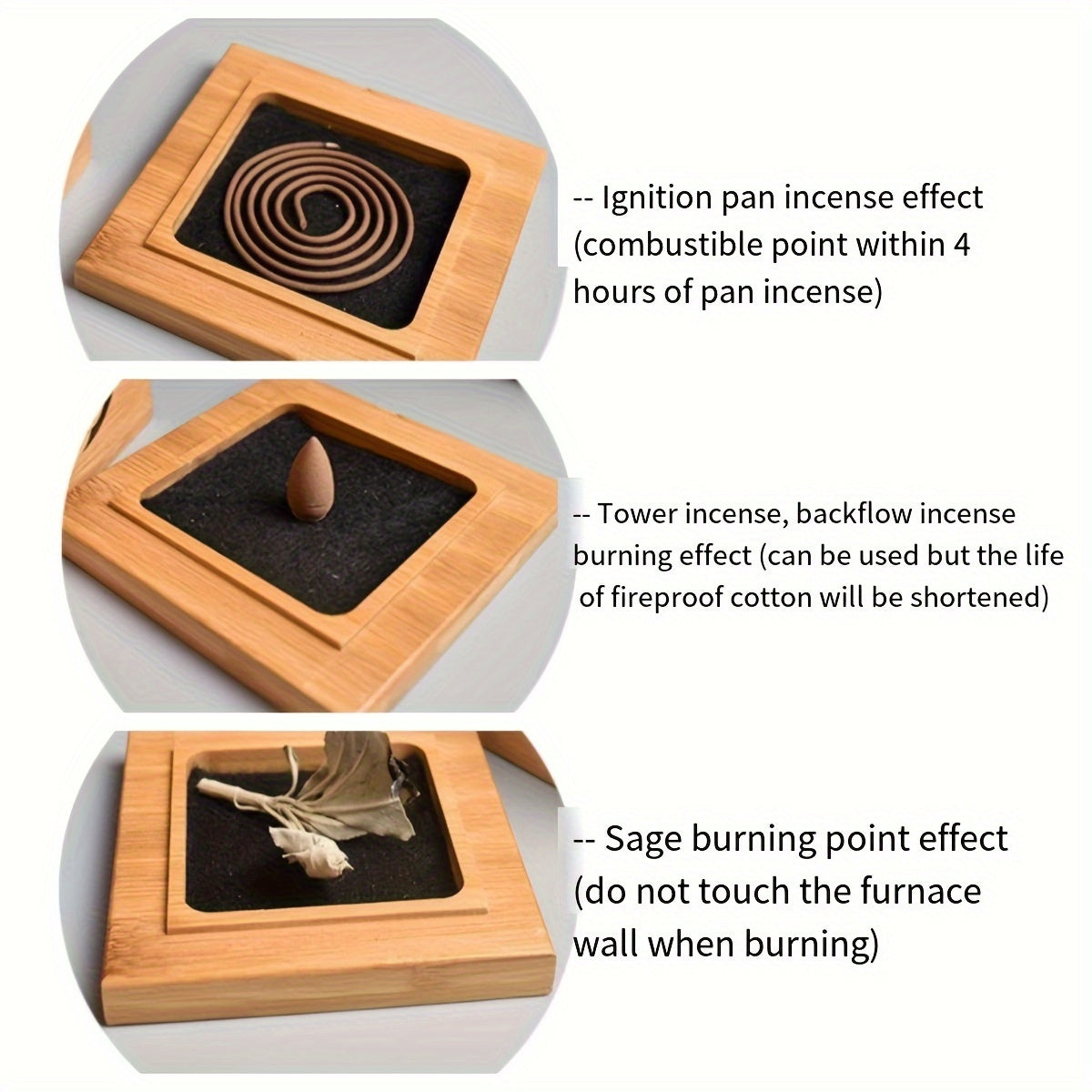 Bamboo Incense Burner with Crystal Tray - Sage Purifying Hollow Design for Home Decor