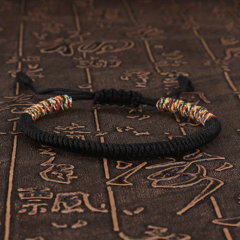 Unisex Nylon Handmade Tibetan Knot 1pc Rope Bracelet - Non-Magnetic Lucky Wristband for Daily Wear and Holiday Gift