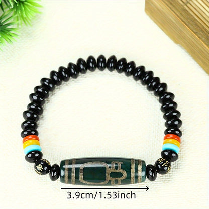 Elegant Tibetan Nine-Eyed Bead Bracelet - Men's Hand Chain with Natural Agate