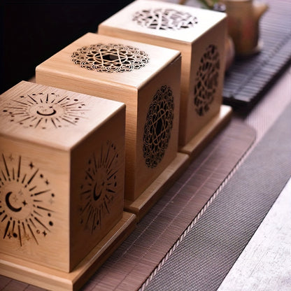 Bamboo Incense Burner with Crystal Tray - Sage Purifying Hollow Design for Home Decor