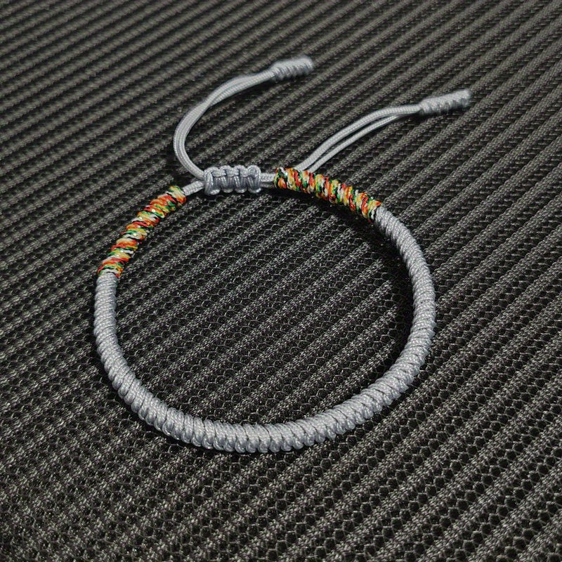 Unisex Nylon Handmade Tibetan Knot 1pc Rope Bracelet - Non-Magnetic Lucky Wristband for Daily Wear and Holiday Gift
