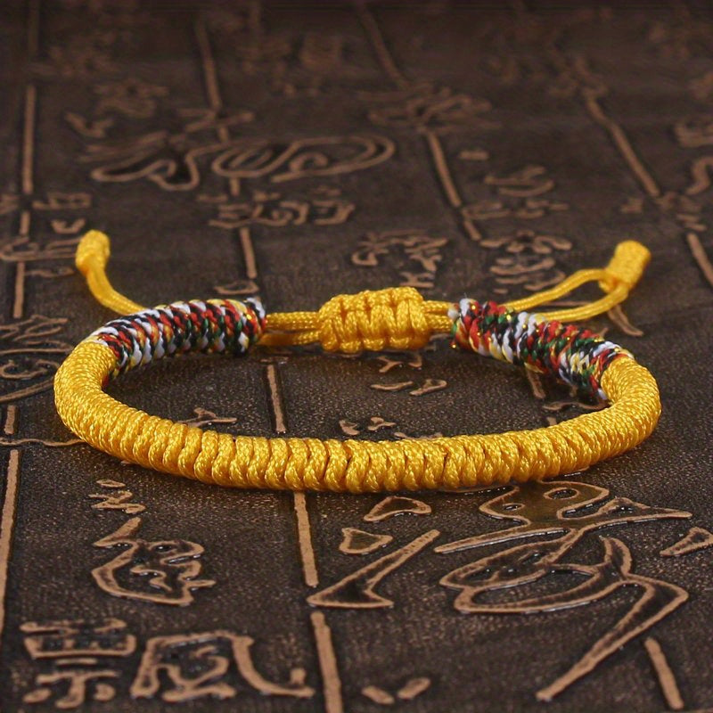 Unisex Nylon Handmade Tibetan Knot 1pc Rope Bracelet - Non-Magnetic Lucky Wristband for Daily Wear and Holiday Gift