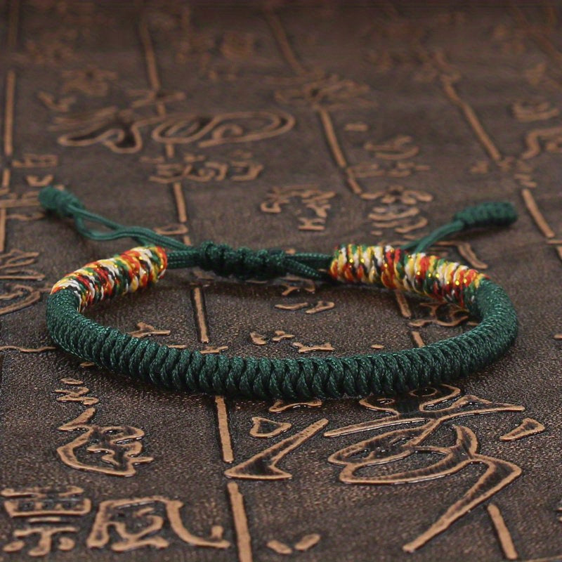 Unisex Nylon Handmade Tibetan Knot 1pc Rope Bracelet - Non-Magnetic Lucky Wristband for Daily Wear and Holiday Gift