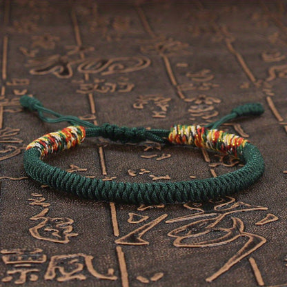 Unisex Nylon Handmade Tibetan Knot 1pc Rope Bracelet - Non-Magnetic Lucky Wristband for Daily Wear and Holiday Gift