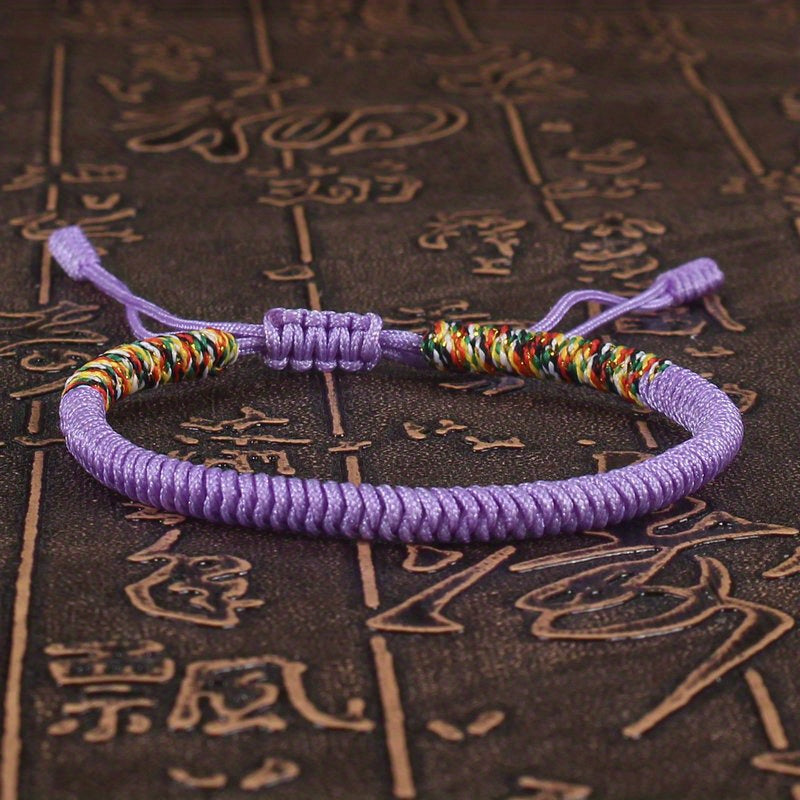 Unisex Nylon Handmade Tibetan Knot 1pc Rope Bracelet - Non-Magnetic Lucky Wristband for Daily Wear and Holiday Gift