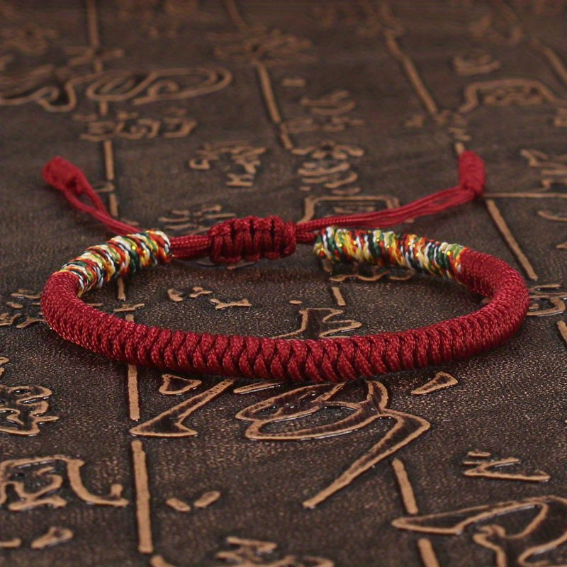 Unisex Nylon Handmade Tibetan Knot 1pc Rope Bracelet - Non-Magnetic Lucky Wristband for Daily Wear and Holiday Gift