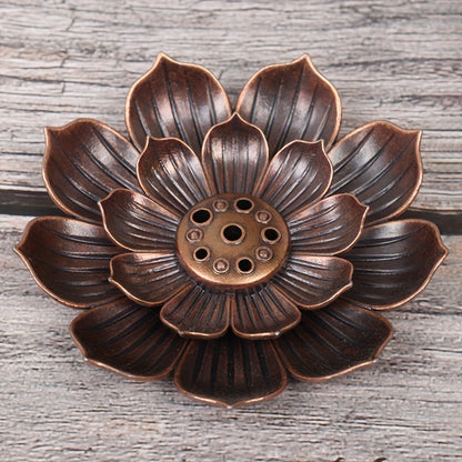 1pc Alloy Incense Burner Stick Holder Plate Burner Plate Buddhism Coil Lotus Censer, Incense Burner, Copper Golden Hollow Metal Incense Burner Iron Art, Zen Incense Burner, Aroma Diffuser, Incense Box, Home Decor, Room Decor,