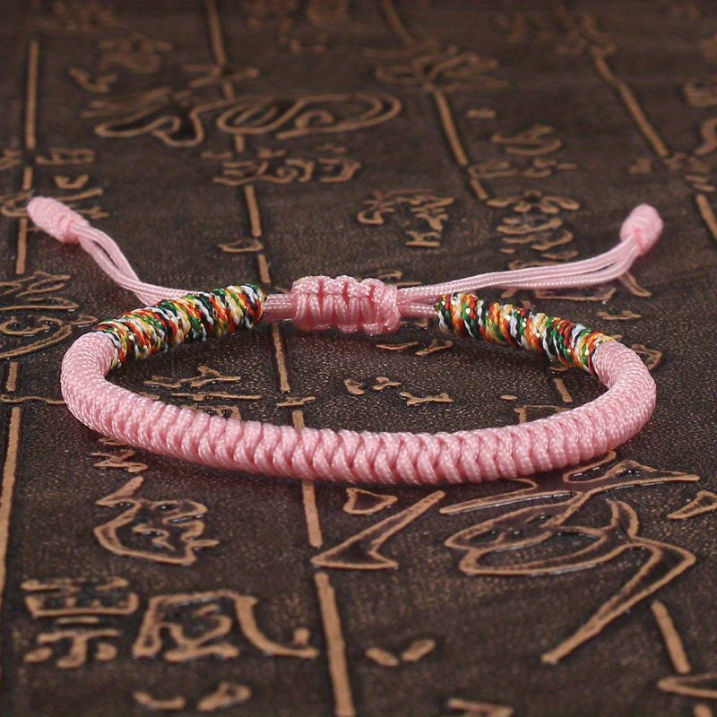 Unisex Nylon Handmade Tibetan Knot 1pc Rope Bracelet - Non-Magnetic Lucky Wristband for Daily Wear and Holiday Gift