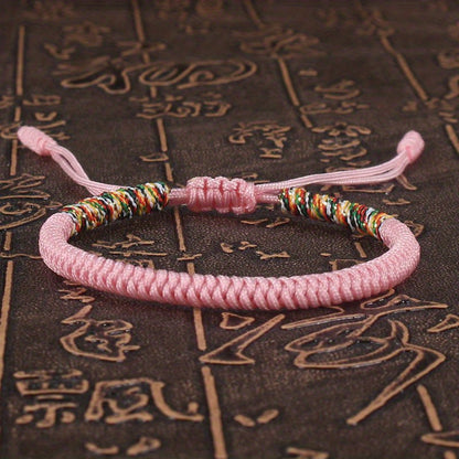 Unisex Nylon Handmade Tibetan Knot 1pc Rope Bracelet - Non-Magnetic Lucky Wristband for Daily Wear and Holiday Gift