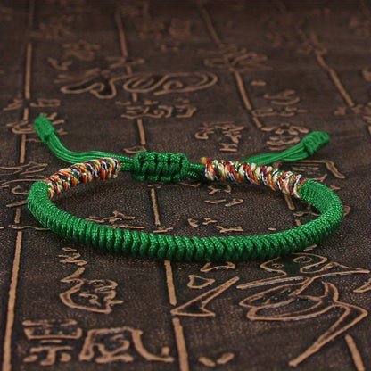 Unisex Nylon Handmade Tibetan Knot 1pc Rope Bracelet - Non-Magnetic Lucky Wristband for Daily Wear and Holiday Gift