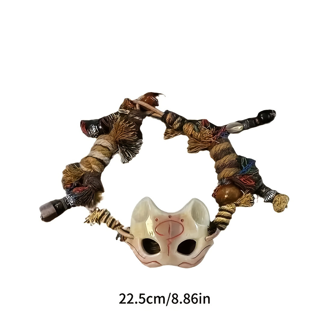 A Vintage Tribal Fox Mask Beaded Bracelet Featuring a Woven Rope Design in Tibetan Style, Serving As a Good Luck Charm. It'S Suitable for Everyday Wear Throughout The Seasons And Makes a Unique Accessory. This Is an Ideal Val