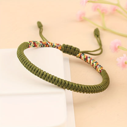 Unisex Nylon Handmade Tibetan Knot 1pc Rope Bracelet - Non-Magnetic Lucky Wristband for Daily Wear and Holiday Gift