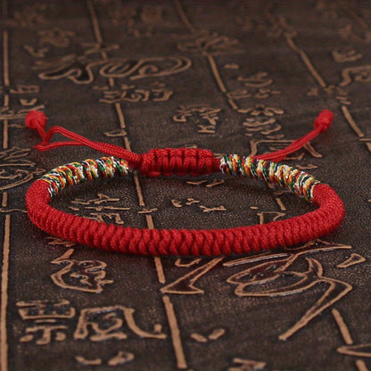 Unisex Nylon Handmade Tibetan Knot 1pc Rope Bracelet - Non-Magnetic Lucky Wristband for Daily Wear and Holiday Gift