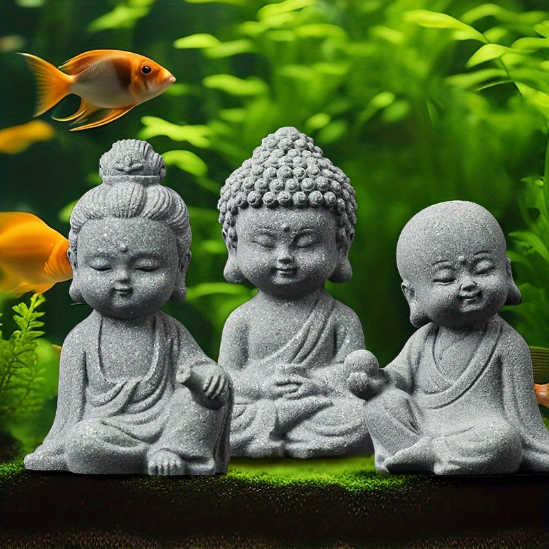 Aquatic Serenity: 1pc Buddha & Monk Figurine - ABS Resin, Fish Tank Decor for Peaceful Underwater Ambiance