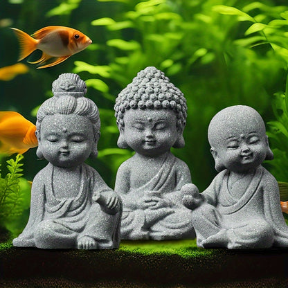 Aquatic Serenity: 1pc Buddha & Monk Figurine - ABS Resin, Fish Tank Decor for Peaceful Underwater Ambiance