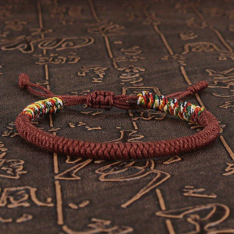 Unisex Nylon Handmade Tibetan Knot 1pc Rope Bracelet - Non-Magnetic Lucky Wristband for Daily Wear and Holiday Gift