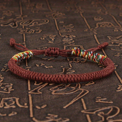 Unisex Nylon Handmade Tibetan Knot 1pc Rope Bracelet - Non-Magnetic Lucky Wristband for Daily Wear and Holiday Gift
