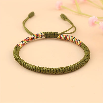 Unisex Nylon Handmade Tibetan Knot 1pc Rope Bracelet - Non-Magnetic Lucky Wristband for Daily Wear and Holiday Gift