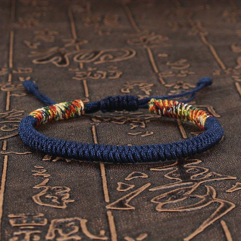 Unisex Nylon Handmade Tibetan Knot 1pc Rope Bracelet - Non-Magnetic Lucky Wristband for Daily Wear and Holiday Gift